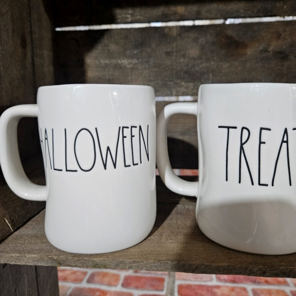 Rae Dunn White Halloween Mugs Set